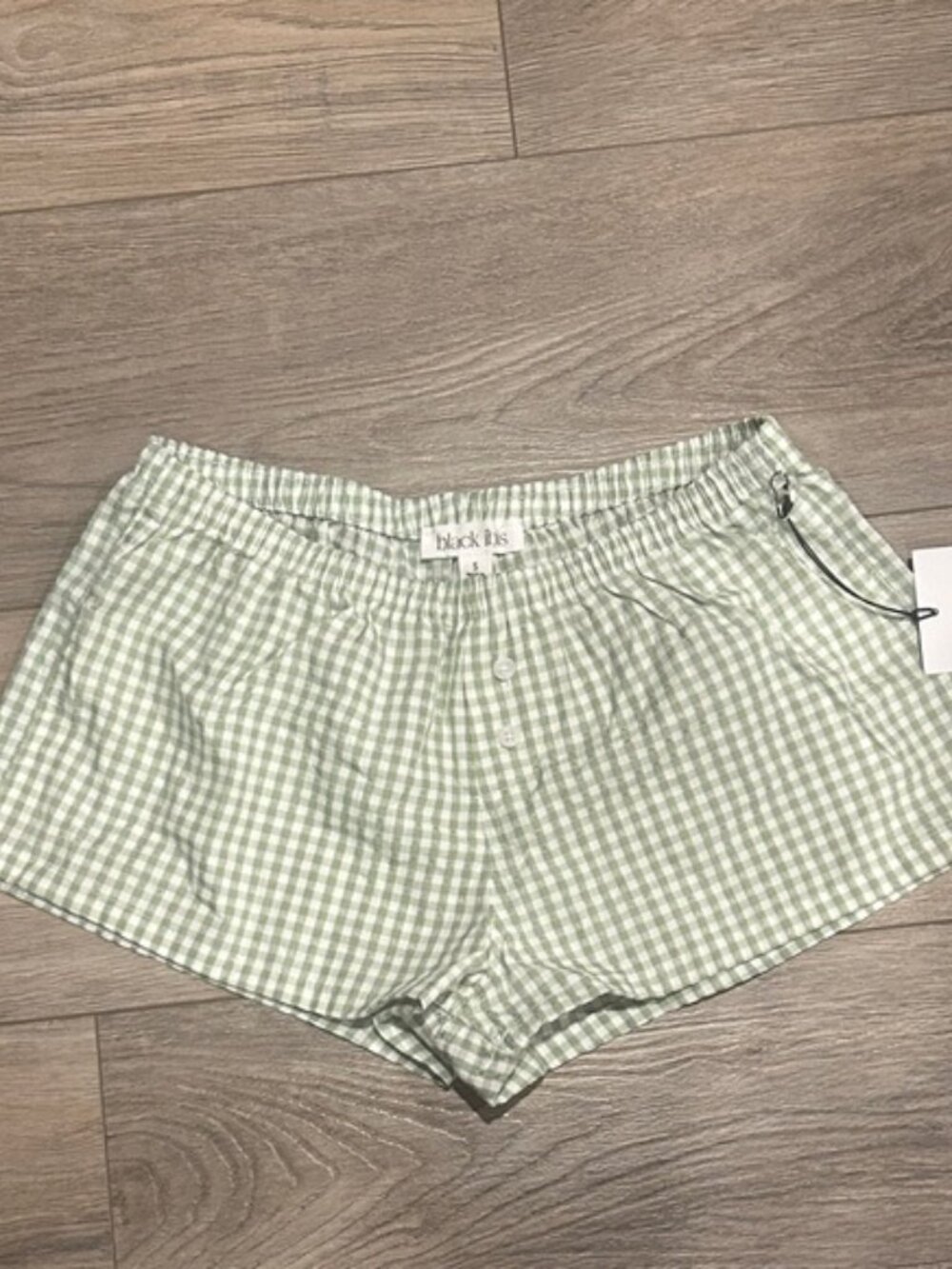 NWT Black IBIS Green Gingham‎ Women's Boxer Lounge Shorts Size S